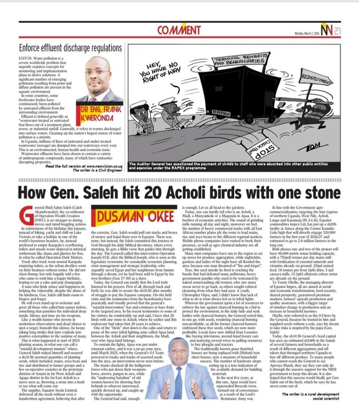 Equator Seeds Limited media coverage and news features in Uganda press